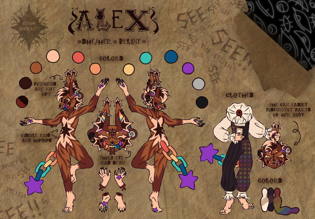 INCLUDES: • 2 poses (1front & 1 back view OR 1 front & 1 side view) + collor pallete + Character name +/OR sexuality(es) OPTIONAL: 1 chibi clothes view pose (with color pallete) + basic information + 1 headshot + 2 close ups OR objects.